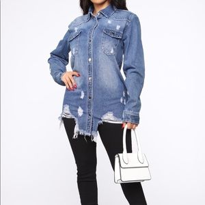Distressed denim shirt